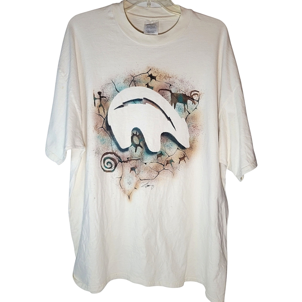 Off white t-shirt with Alaskan bear fetish graphic Size XL